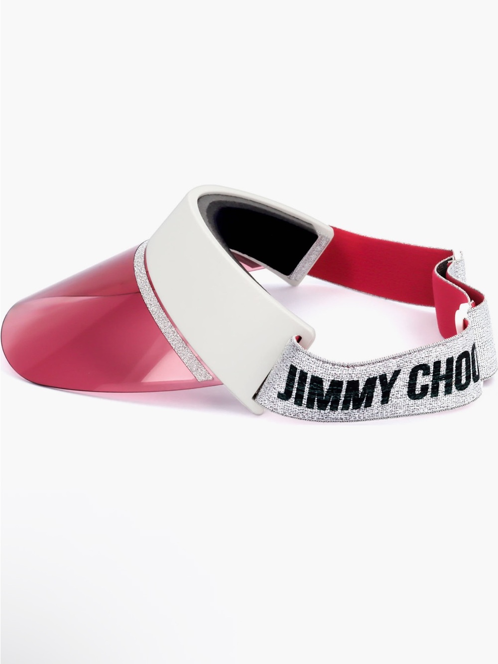 Jimmy Choo Pink White Logo Visor Adjustable Designer Sun Hat - Picture 3 of 3